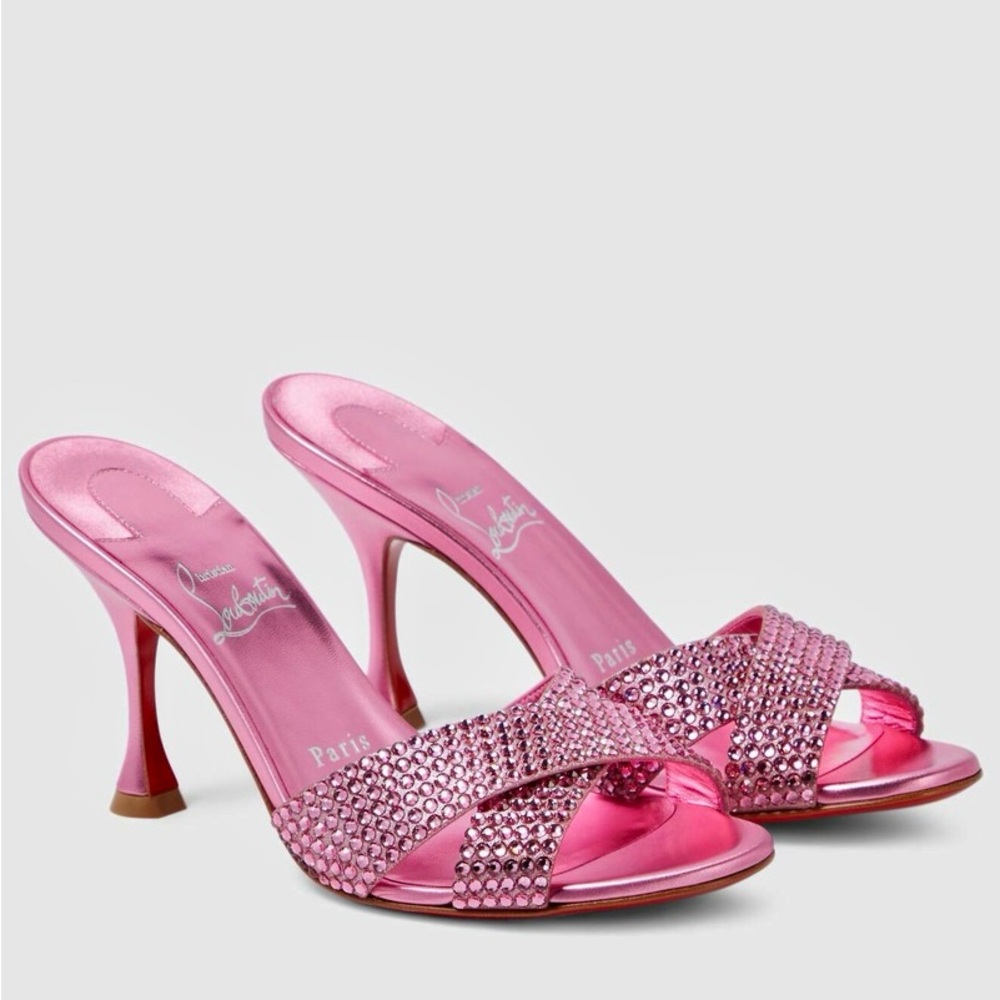 Christian Louboutin Mariza Is Back Strass 85mm crystal metallic leather mules